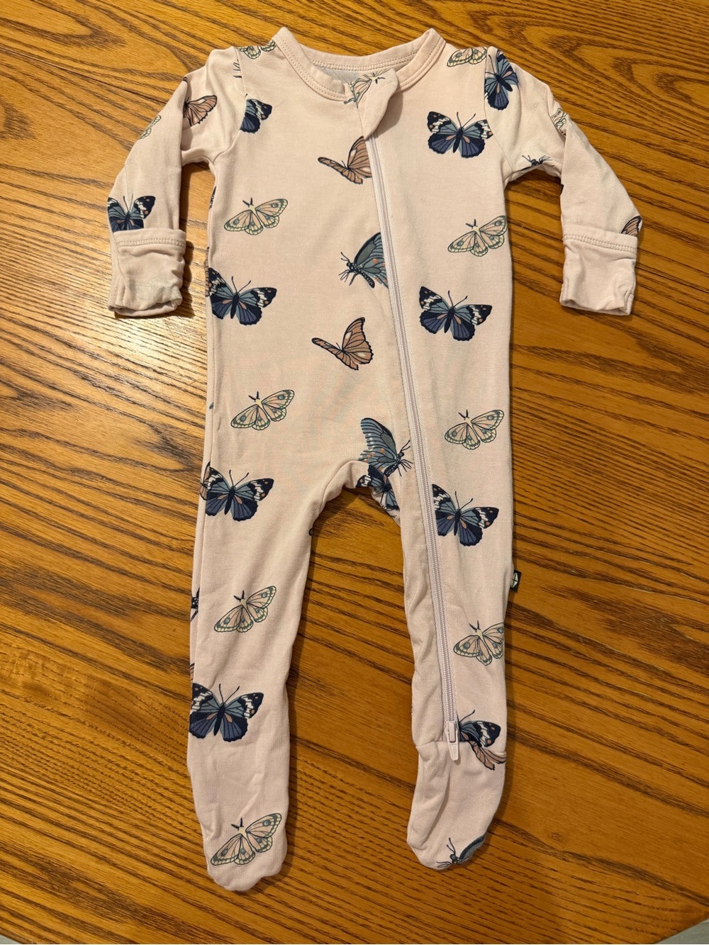 Kyte Baby | Blush Butterfly | Zippered Footie | 0-3M | Bamboo Pajamas